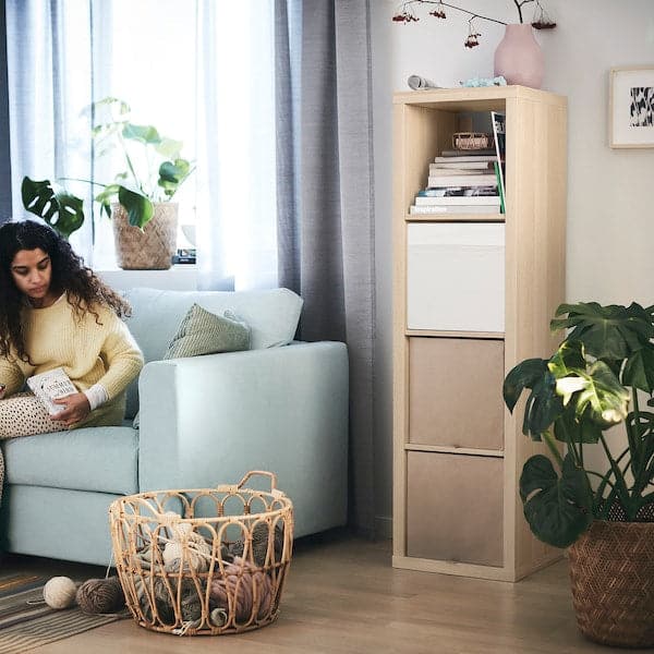 Ikea KALLAX - Shelving unit, white stained oak effect, 42x147 cm