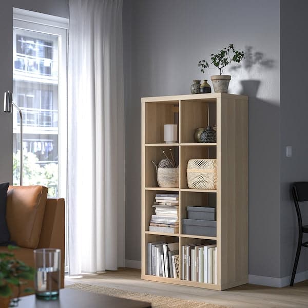 KALLAX - Shelving unit, white stained oak effect, 77x147 cm - best price from Maltashopper.com 00324518