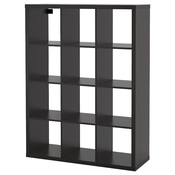 KALLAX shelving unit, black-brown, 112x147 cm