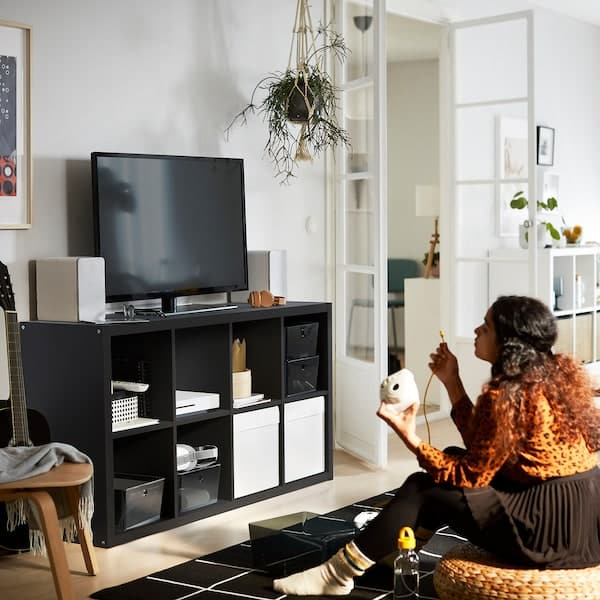 KALLAX - Shelving unit, black-brown, 77x147 cm - best price from Maltashopper.com 20275885