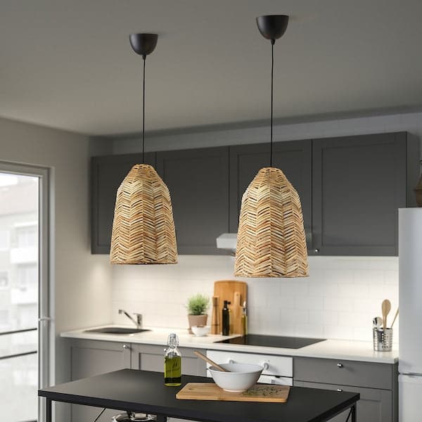 Ikea KAPPELAND / HEMMA - Pendant lamp, rattan/black