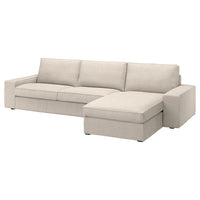 KIVIK 4-seat sofa with chaise longue, Gunnared beige, 318x83x163 cm