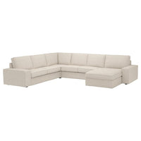 KIVIK corner sofa, 5-seat w chaise longue, Gunnared beige, 24x83x95 cm