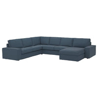 KIVIK corner sofa, 5-seat w chaise longue, Gunnared blue, 24x83x95 cm