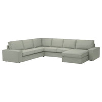 KIVIK corner sofa, 5-seat w chaise longue, Gunnared light green, 24x83x95 cm