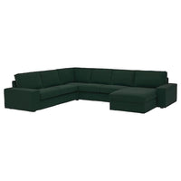 KIVIK corner sofa, 5-seat w chaise longue, Tallmyra dark green, 24x83x95 cm