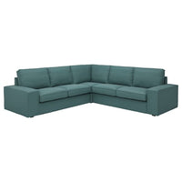 KIVIK corner sofa, 4-seat, Kelinge grey-turquoise, 257x83x95 cm