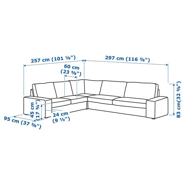KIVIK - 5 seater corner sofa, Tallmyra white/black , - best price from Maltashopper.com 39484718