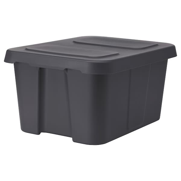 Ikea KLÄMTARE - Box with lid, in/outdoor, dark grey, 58x45x30 cm