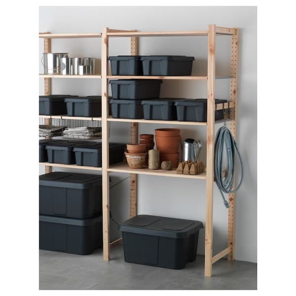 Ikea KLÄMTARE - Box with lid, in/outdoor, dark grey, 58x45x30 cm