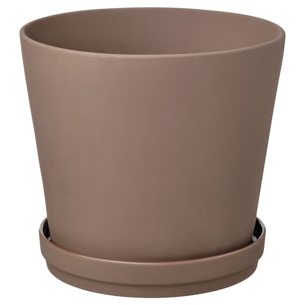 KLARBÄR - Flowerpot with saucer, indoor/outdoor brown, 24 cm - best price from Maltashopper.com 80510823