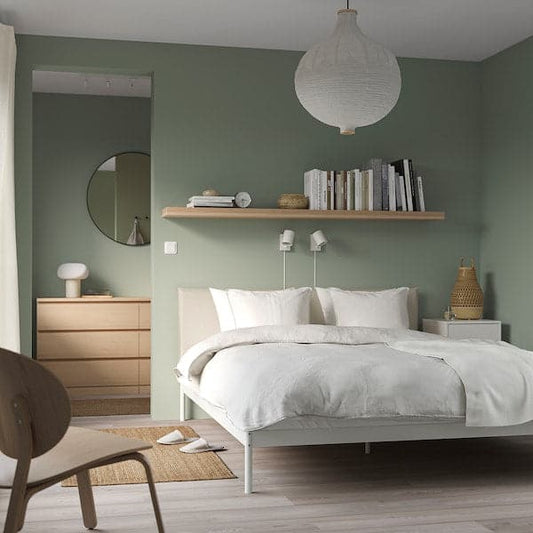 Ikea KLEPPSTAD - Bed frame, white/Vissle beige, 140x200 cm ,
