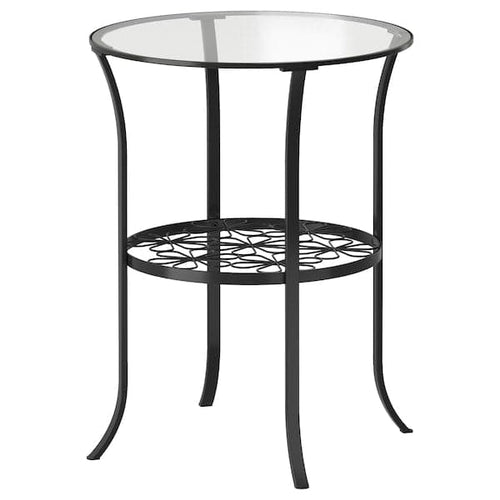 KLINGSBO - Coffee table, black/transparent glass, 49x62 cm