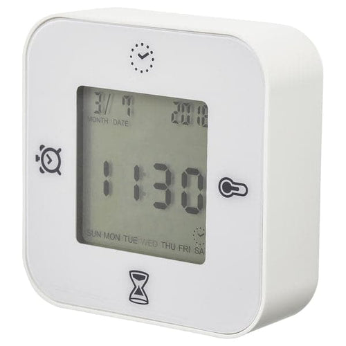 KLOCKIS - Clock/thermometer/alarm/timer, white, 7x7 cm