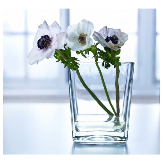 Ikea KLOTTRIG Vase - transparent glass 17 cm , 17 cm
