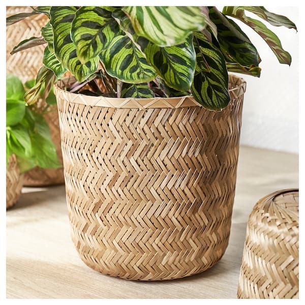 Ikea KLYNNON - Plant pot, handmade bamboo, 24 cm