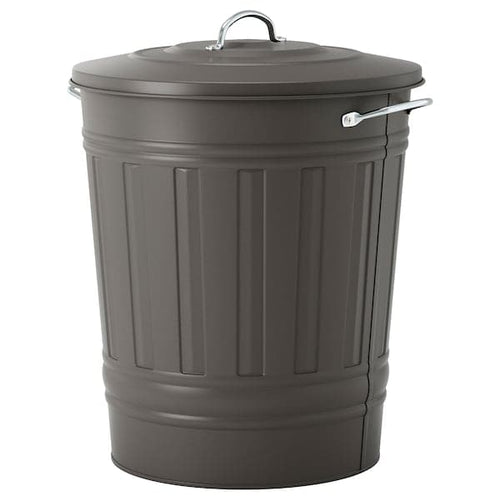 KNODD - Bin with lid, grey, 40 l
