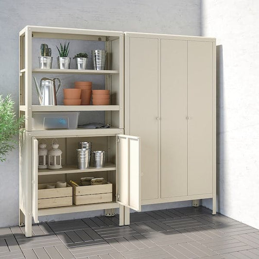 Ikea KOLBJÖRN - Shelving unit with 2 cabinets, beige, 171x37x161 cm
