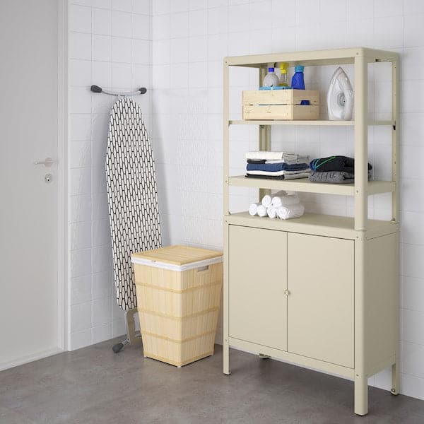 KOLBJÖRN - Shelving unit with cabinet, beige, 80x37x161 cm - best price from Maltashopper.com 19291645