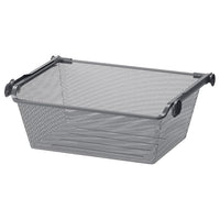 KOMPLEMENT mesh basket with pull-out rail, dark grey, 50x35 cm