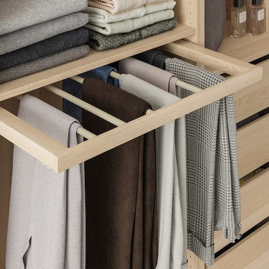 Ikea KOMPLEMENT - Pull-out trouser hanger, white stained oak effect, 75x58 cm