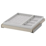 KOMPLEMENT pull-out tray with insert, grey-beige/light grey, 50x58 cm
