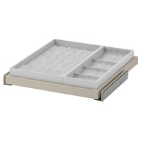 KOMPLEMENT pull-out tray with insert, grey-beige/light grey, 50x58 cm
