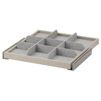 KOMPLEMENT pull-out tray with divider, grey-beige/light grey, 50x58 cm