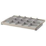 KOMPLEMENT pull-out tray with divider, grey-beige/light grey, 75x58 cm