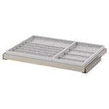 KOMPLEMENT pull-out tray with insert, grey-beige/light grey, 75x58 cm