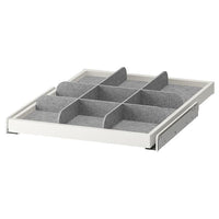 KOMPLEMENT pull-out tray with divider, white/light grey, 50x58 cm