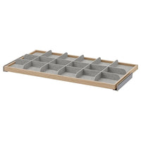 KOMPLEMENT pull-out tray with divider, white stained oak effect/light grey, 100x58 cm