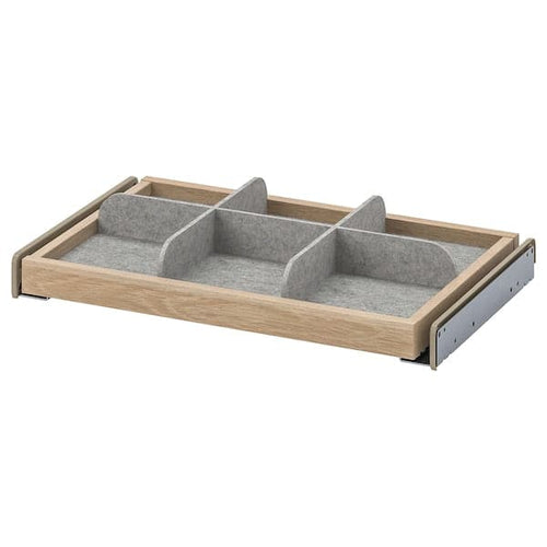 KOMPLEMENT - Pull-out tray with divider, white stained oak effect/light grey, 50x35 cm