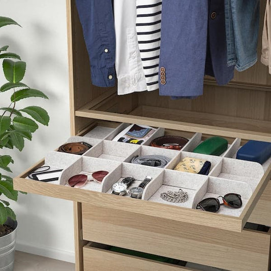 Ikea KOMPLEMENT - Pull-out tray with divider, white stained oak effect/light grey, 75x58 cm