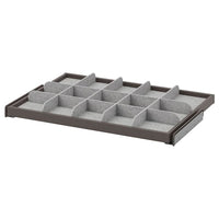KOMPLEMENT pull-out tray with divider, dark grey/light grey, 75x58 cm