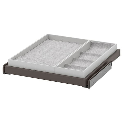 KOMPLEMENT - Pull-out tray with insert, dark grey/light grey, 50x58 cm