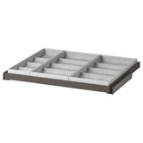KOMPLEMENT pull-out tray with insert, dark grey/light grey, 75x58 cm