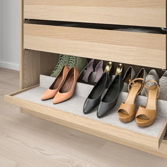 KOMPLEMENT - Pull-out tray with shoe insert, white stained oak effect/light grey, 100x58 cm - best price from Maltashopper.com 69332078