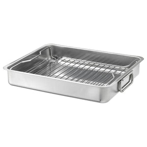 KONCIS - Roasting tin with grill rack, stainless steel, 40x32 cm - best price from Maltashopper.com 10099053