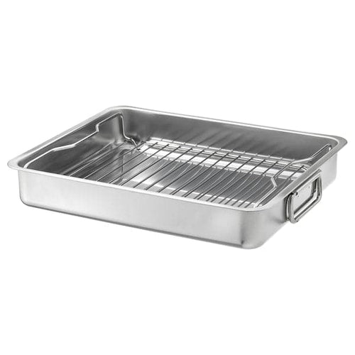 KONCIS - Roasting tin with grill rack, stainless steel, 40x32 cm