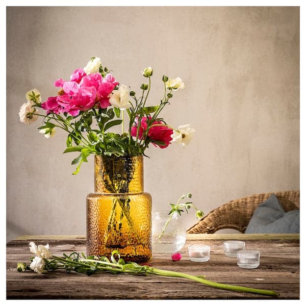 Ikea KONSTFULL - Vase, patterned/brown, 26 cm