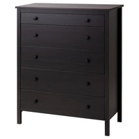 KOPPANG chest of 5 drawers, black-brown, 90x44x114 cm