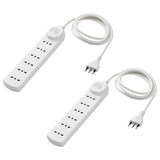 KOPPLA 6-way socket with switch, white, 1.5 m, 2 pack