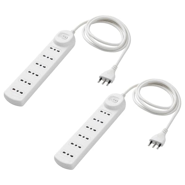 Ikea KOPPLA - Power strip 6 outlets and switch, white, 1.5 m