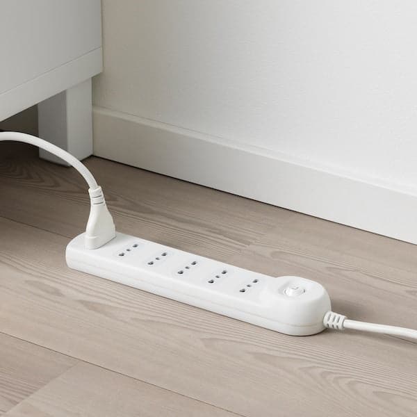 Ikea KOPPLA - Power strip 6 outlets and switch, white, 1.5 m