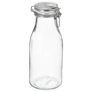 Ikea KORKEN - Bottle shaped jar with lid, clear glass, 1 l