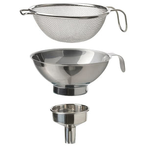 Ikea KORKEN - Strainer/funnel set of 3, stainless steel