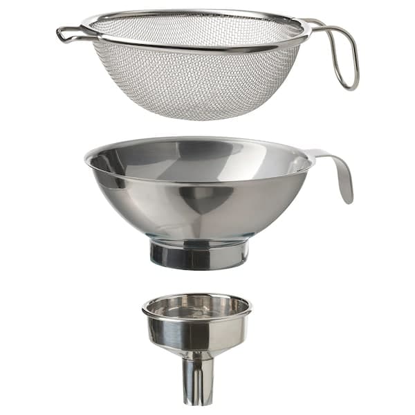 Ikea KORKEN - Strainer/funnel set of 3, stainless steel