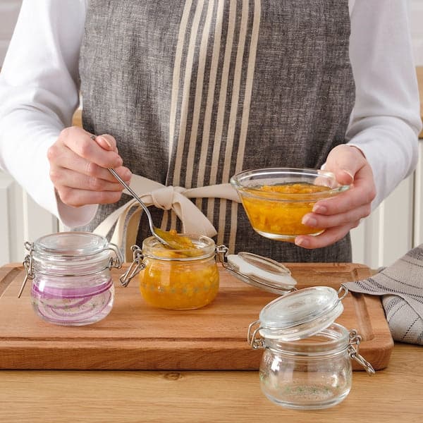 Ikea KORKEN Container with lid - pattern/light green 13 cl ,