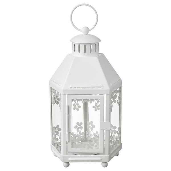 Ikea KRINGSYNT - Lantern for tealight, in/outdoor, white, 21 cm